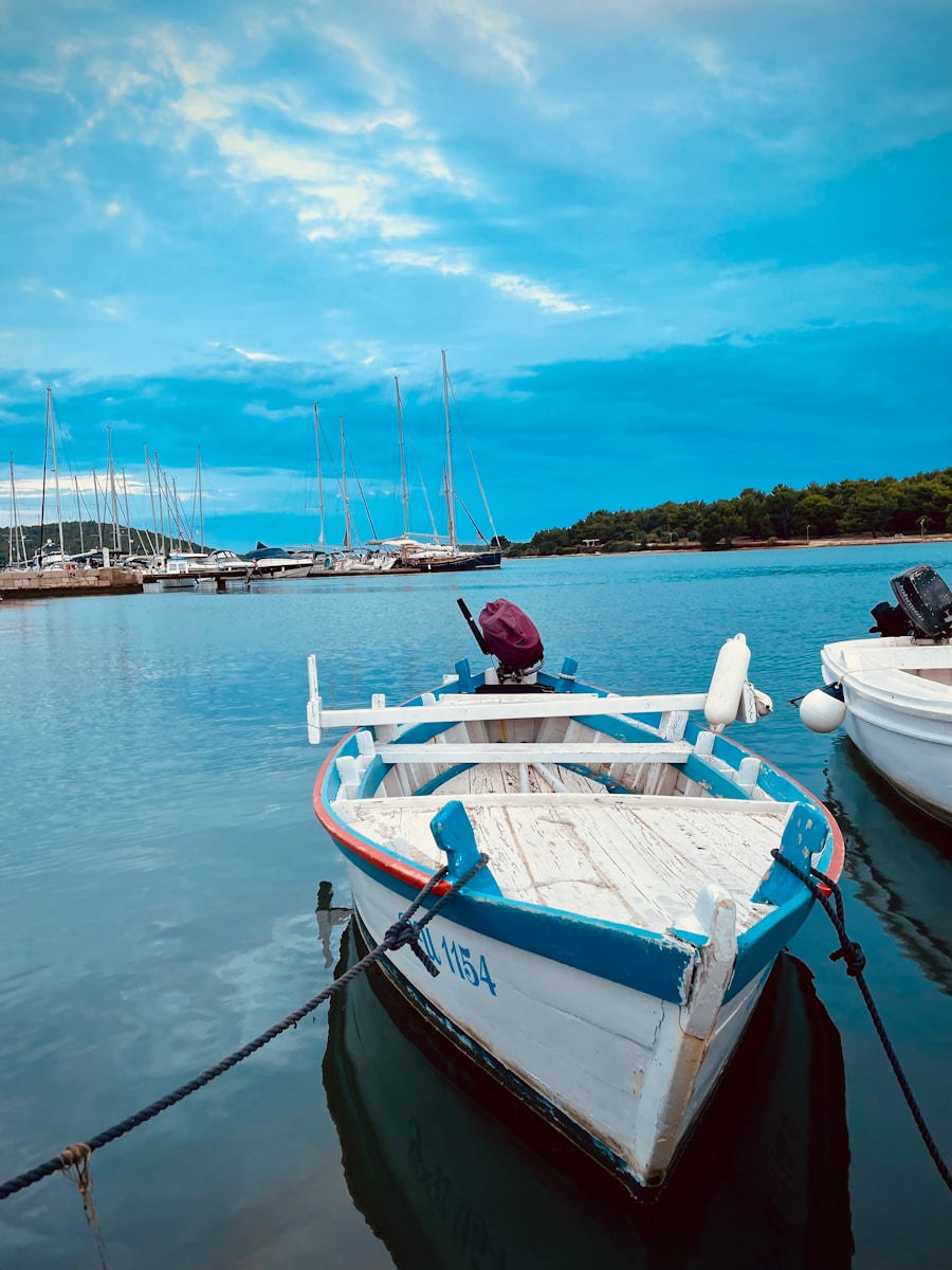 a couple of boats that are sitting in the water